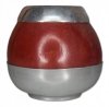 Matero do yerba mate - Naturalna Tykwa Perla Bordowa - podwójnie okuta